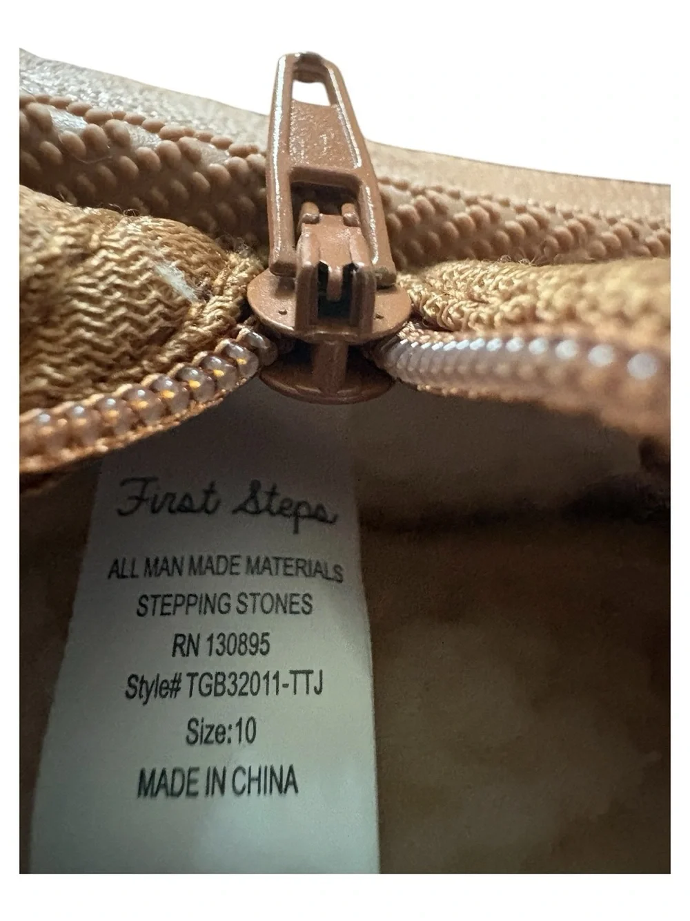First Steps Stepping Stones Toddler Faux Fur Bow Boots Tan Size 10